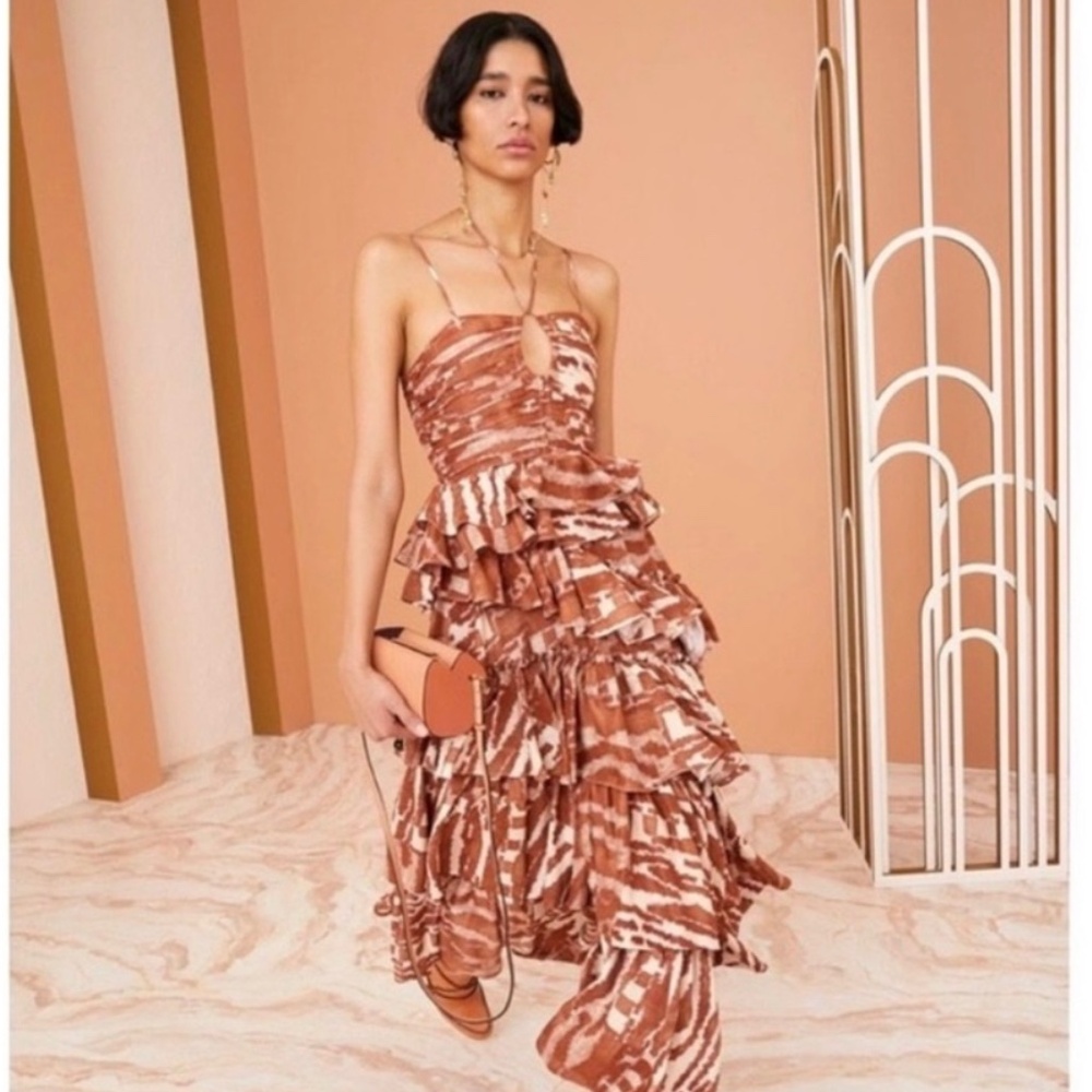 Ulla Johnson Runway Zenat Ruffle Gown in Fawn size 2